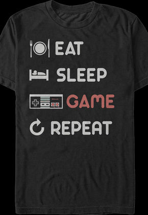 Eat Sleep Game Repeat Nintendo T-Shirt