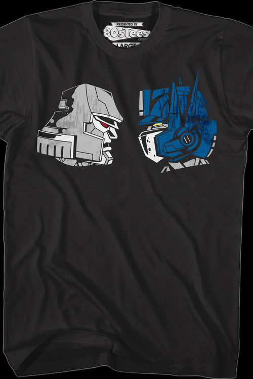 Face Off Megatron vs Optimus Prime Transformers T-Shirtmain product image