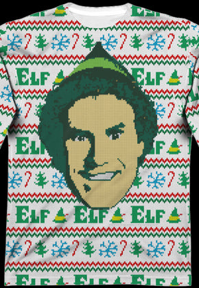 Faux Ugly Sweater Buddy the Elf Long Sleeve Tee