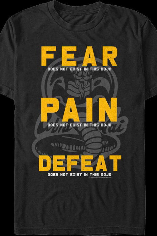 Fear Pain Defeat Do Not Exist In This Dojo Cobra Kai T-Shirtmain product image