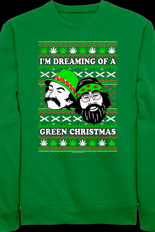 Green Christmas Faux Ugly Sweater Cheech And Chong Sweatshirtmain product image