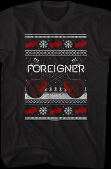Guitars Faux Ugly Christmas Sweater Foreigner T-Shirt