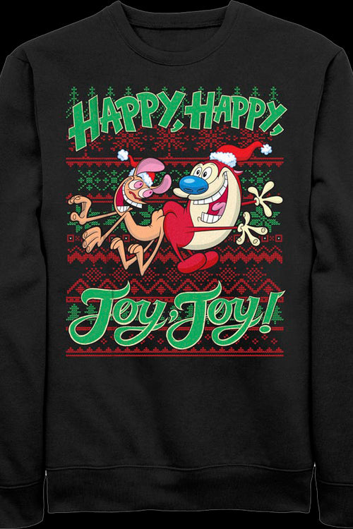 Ren & Stimpy Faux Ugly Christmas Sweater Nickelodeon Sweatshirtmain product image