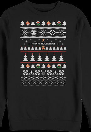 Happy Holidays Faux Ugly Xmas Sweater Super Mario Bros. Sweatshirt
