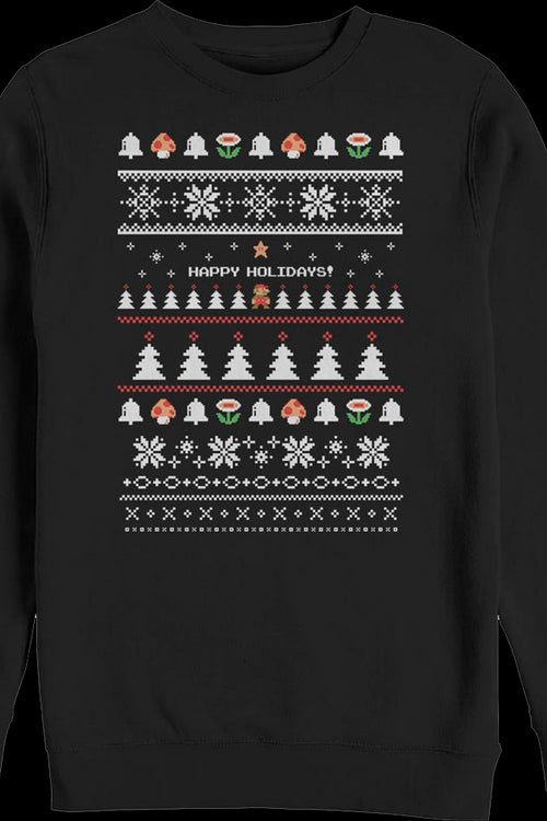 Happy Holidays Faux Ugly Xmas Sweater Super Mario Bros. Sweatshirtmain product image