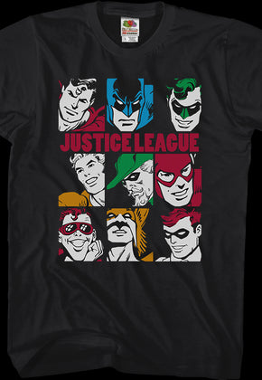 Hero Faces Justice League T-Shirt