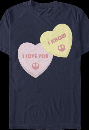 I Love You I Know Candy Hearts Star Wars T-Shirt