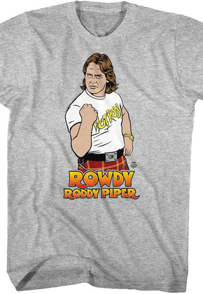 Gray Illustrated Rowdy Roddy Piper T-Shirt