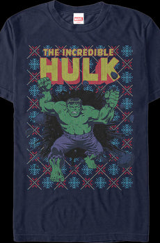 Incredible Hulk Faux Ugly Christmas Sweater Marvel Comics T-Shirt