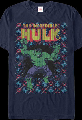 Incredible Hulk Faux Ugly Christmas Sweater Marvel Comics T-Shirt
