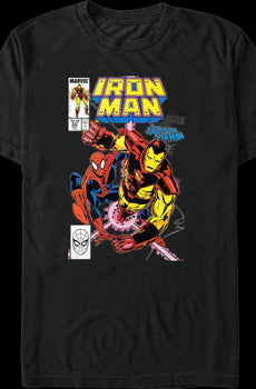 Iron Man Battles Together With Spider-Man Marvel Comics T-Shirt