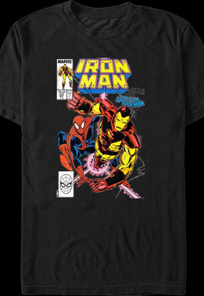 Iron Man Battles Together With Spider-Man Marvel Comics T-Shirt