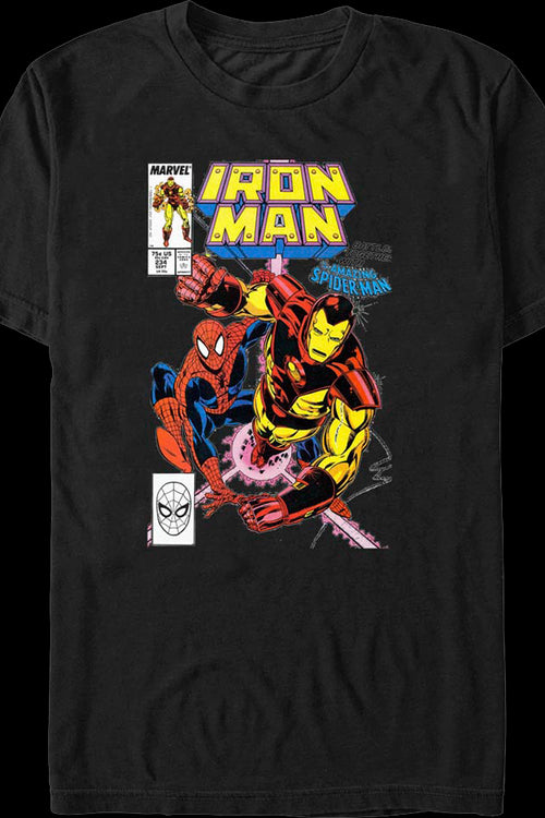 Iron Man Battles Together With Spider-Man Marvel Comics T-Shirtmain product image