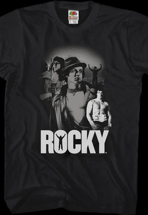 Black & White Italian Stallion Collage Rocky T-Shirt