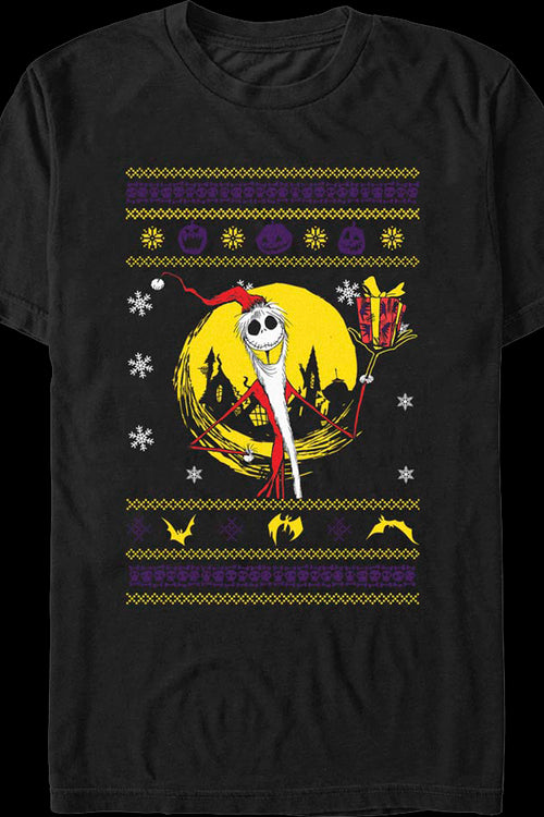 Jack Skellington Faux Ugly Sweater Nightmare Before Christmas T-Shirtmain product image