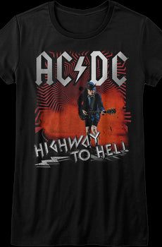 Ladies Angus Young Highway To Hell ACDC Shirt