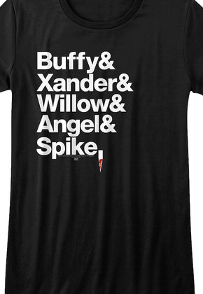 Womens Character Names Buffy The Vampire Slayer Shirt