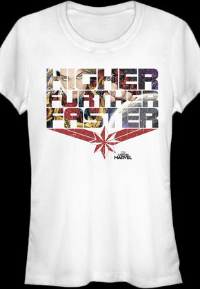 Ladies Higher Further Faster Captain Marvel Shirt