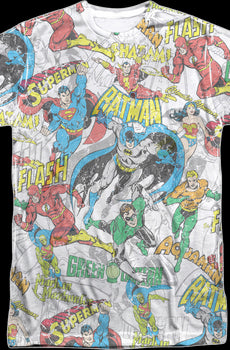 Justice League Front & Back Collage DC Comics T-Shirt