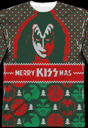 Kiss Band Ugly Faux Christmas Sweater Long Sleeve Tee