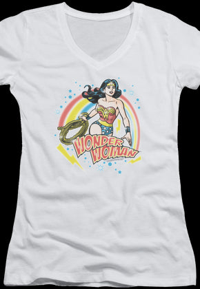 Ladies Airbrush Wonder Woman V-Neck Shirt