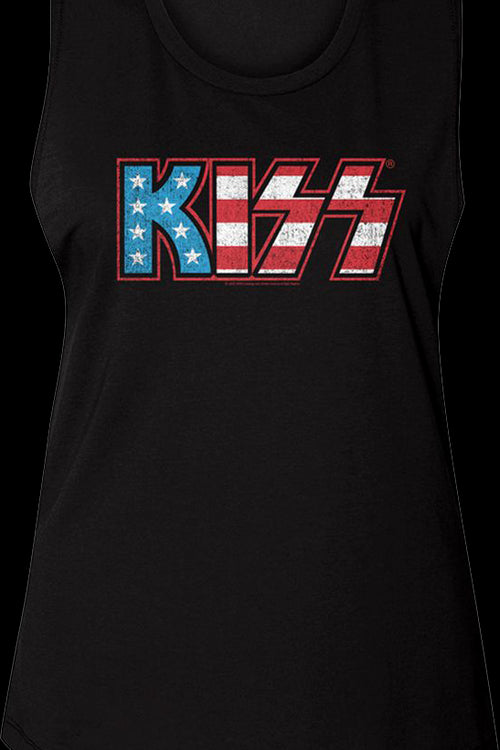 Ladies American Flag Logo KISS Muscle Tank Topmain product image