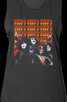 Ladies Band Members And Logos KISS Muscle Tank Top
