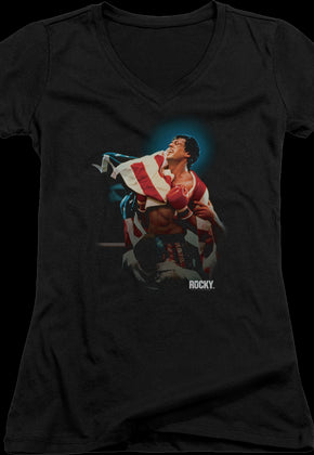 Ladies Movie Poster Rocky IV V-Neck Shirt