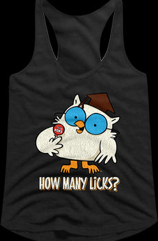 Ladies Mr. Owl How Many Licks Tootsie Pop Racerback Tank Top