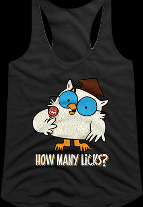 Ladies Mr. Owl How Many Licks Tootsie Pop Racerback Tank Top