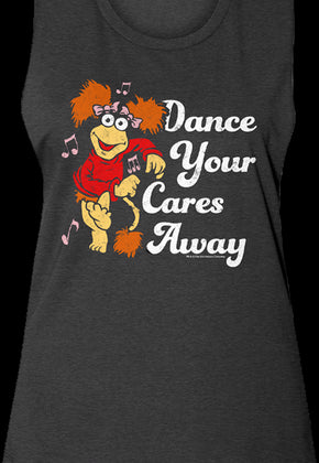 Ladies Retro Dance Your Cares Away Fraggle Rock Muscle Tank Top
