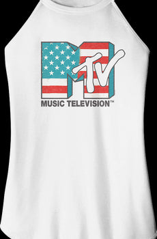 Ladies Stars And Stripes Logo MTV Sleeveless Rocker Tank Top