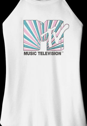 Ladies Tie Dye Stripes Logo MTV Sleeveless Rocker Tank Top