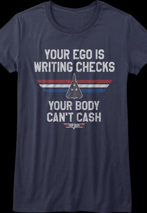 Womens Writing Checks Top Gun Shirt