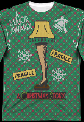 Leg Lamp Faux Ugly Sweater Christmas Story Long Sleeve Tee