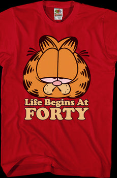 Life Begins At Forty Garfield T-Shirt