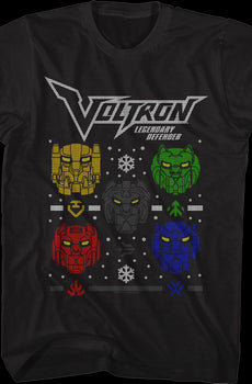 Lion Heads Faux Ugly Christmas Sweater Voltron T-Shirt