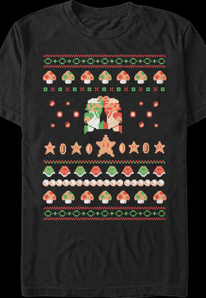 Luigi And Mario Faux Ugly Christmas Sweater Nintendo T-Shirt