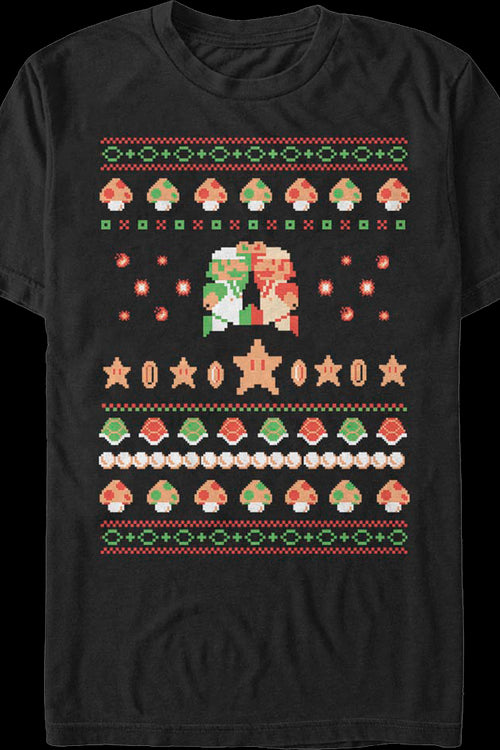 Luigi And Mario Faux Ugly Christmas Sweater Nintendo T-Shirtmain product image