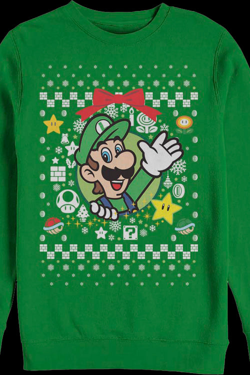Luigi Christmas Wreath Nintendo Sweatshirtmain product image
