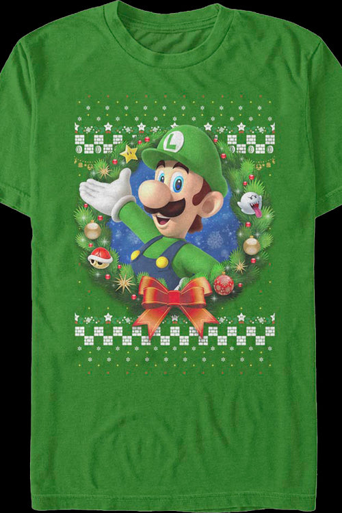 Luigi Faux Ugly Christmas Sweater Nintendo T-Shirtmain product image