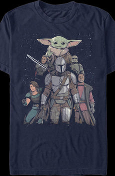 Mandalorian Illustrated Cast Collage Star Wars T-Shirt