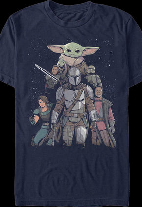 Mandalorian Illustrated Cast Collage Star Wars T-Shirt
