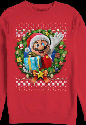 Mario Christmas Wreath Nintendo Sweatshirt