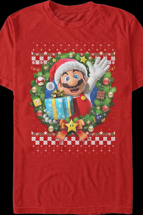 Mario Christmas Wreath Nintendo T-Shirtmain product image
