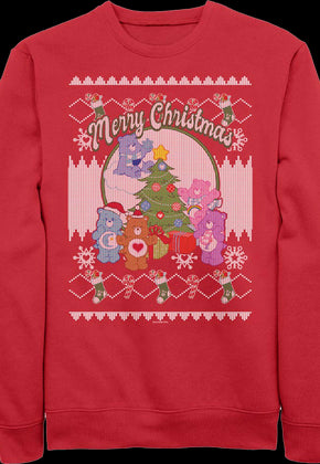Merry Christmas Faux Ugly Sweater Care Bears Sweatshirt