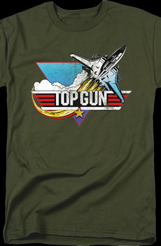Military Green Vintage Logo Top Gun T-Shirt