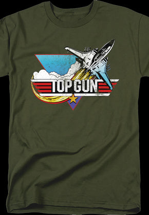 Military Green Vintage Logo Top Gun T-Shirt