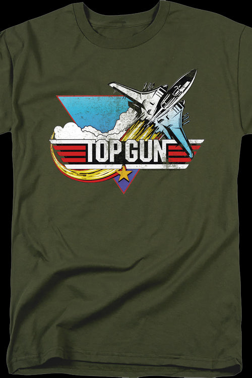 Military Green Vintage Logo Top Gun T-Shirtmain product image