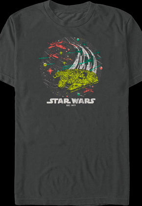 Millennium Falcon Colorful Escape Star Wars T-Shirt